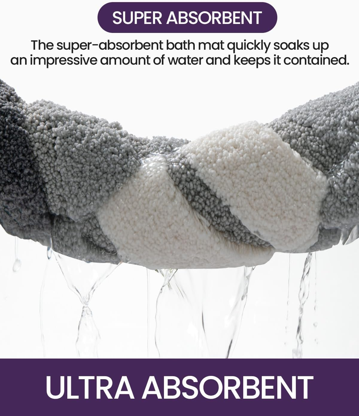 DEXI Bath Mat Bathroom Rug Absorbent Non-Slip Washable Shower Floor Mats Carp... - Picture 5 of 14