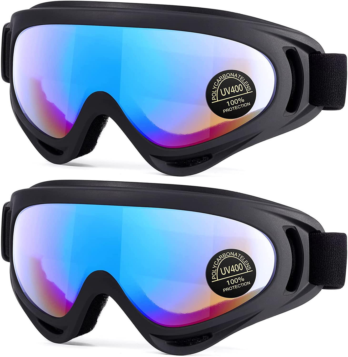 Kids Motorcycle Goggles, 2-Pack Dirt Bike Goggles for Child, ATV Off-Road Racing Goggles for Boys Girls