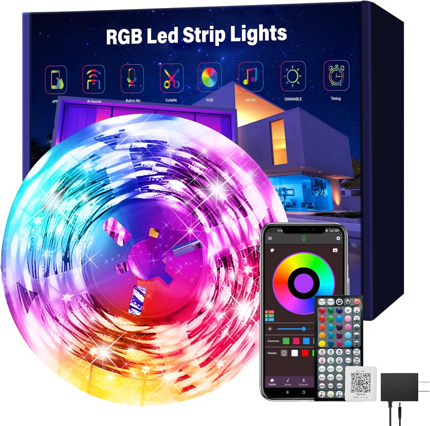 100 Ft LED Lights for Bedroom Music Sync RGB LED Strip Lights with APP & Remote Control LED Lights for Room Home Party Christmas Wall Decor