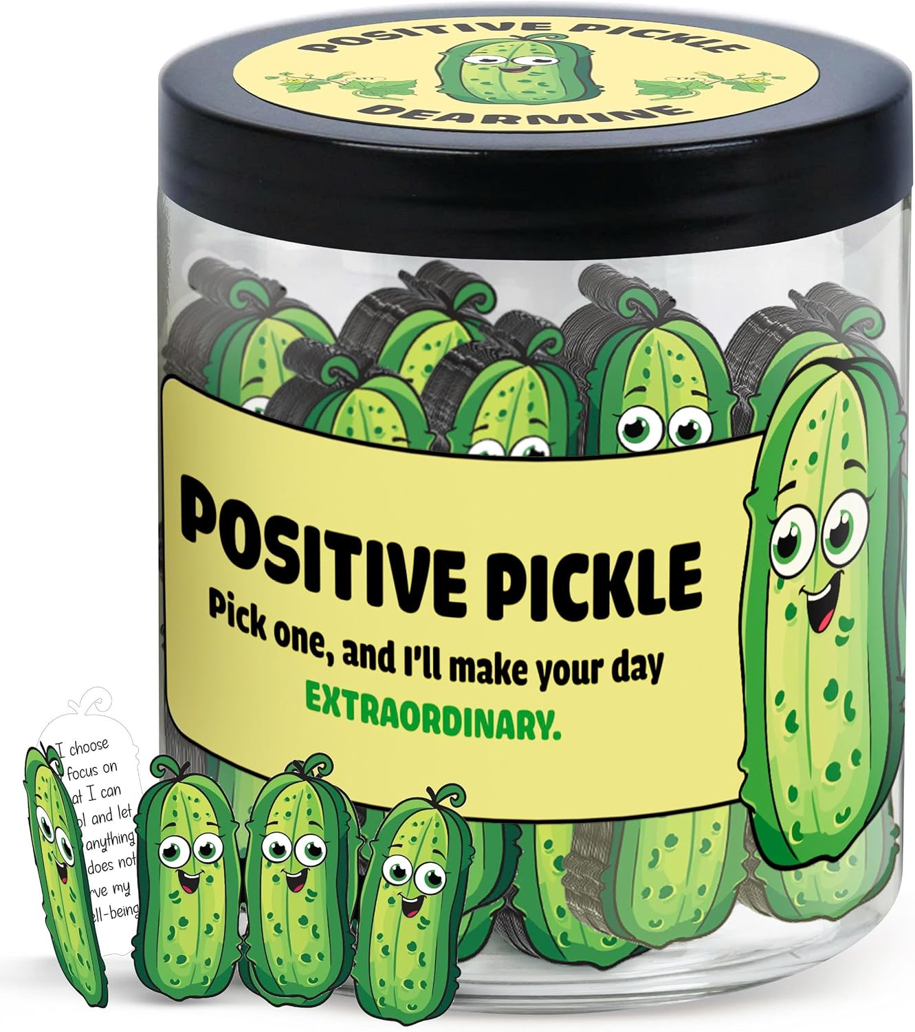 60 Positive Pickle Cards Jar, Easter Basket Stuffers for Teens, Graduation Gifts, Mothers Day Birthday Gifts for Mom, Women, Coworkers, Adults, Teachers, Teen Boys, Teen Girl Gifts Trendy Stuff