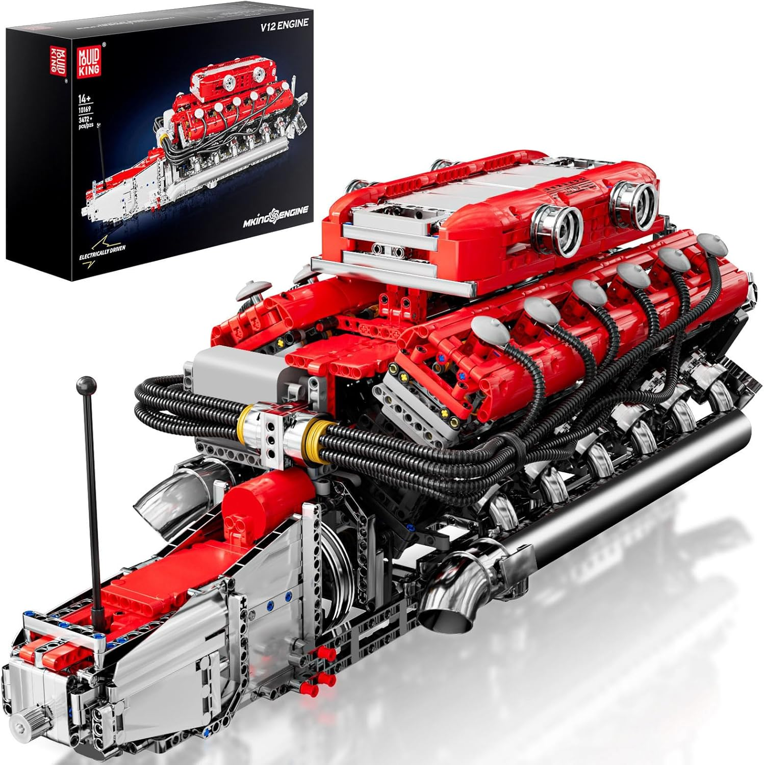 V12 Engine Building Sets, V8 Model Engine Kit for Adults, Engine Scale Model with Motor, 10169 STEM DIY Building Kits That Works, Blocks Toys for Aged 14+ (3472 Pieces)