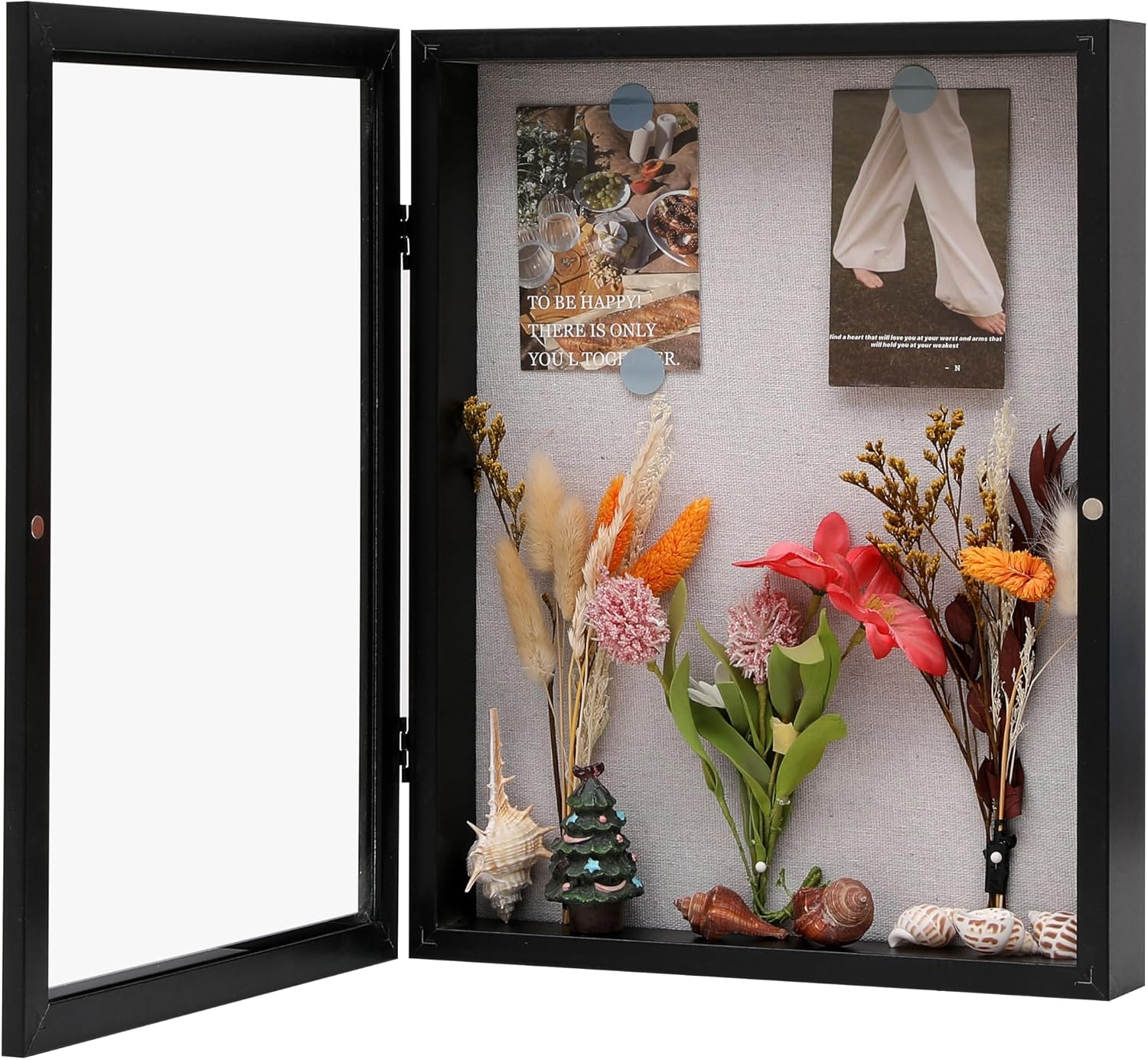 11x14 Shadow Box Frame with Linen Back, Wood Glass Display Case for Medals, P...
