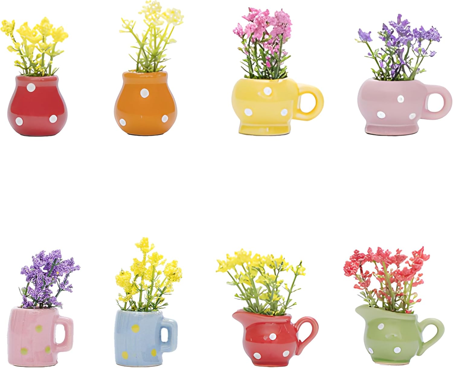 8Pcs Cute Mini Magnetic Vase for Fridge-Decorative Flowers Magnets, Funny 3D Ceramic Refrigerator Magnets,Vase Magnets for Fridge,Decoration for Home, Kitchen, Office, School, Locker, Whiteboard