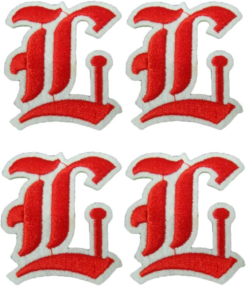 Gothic Sew on or Iron on Letters Old English Letters L Letter Patches Old English Letters Emblem Badge Applique Embroidered Patch 4 Pcs (Old English Letters L)