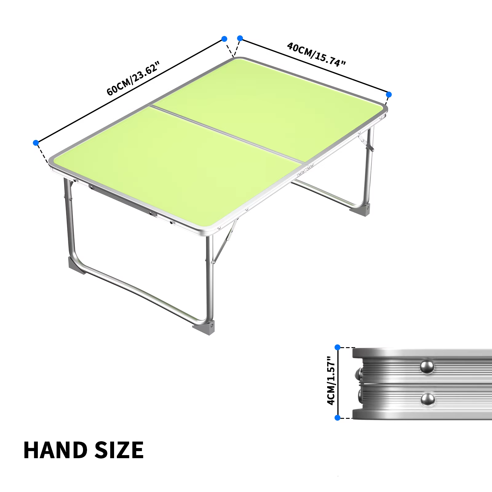 Compact Aluminium Folding Picnic Table for Outdoor Use, 60x40x26 cm