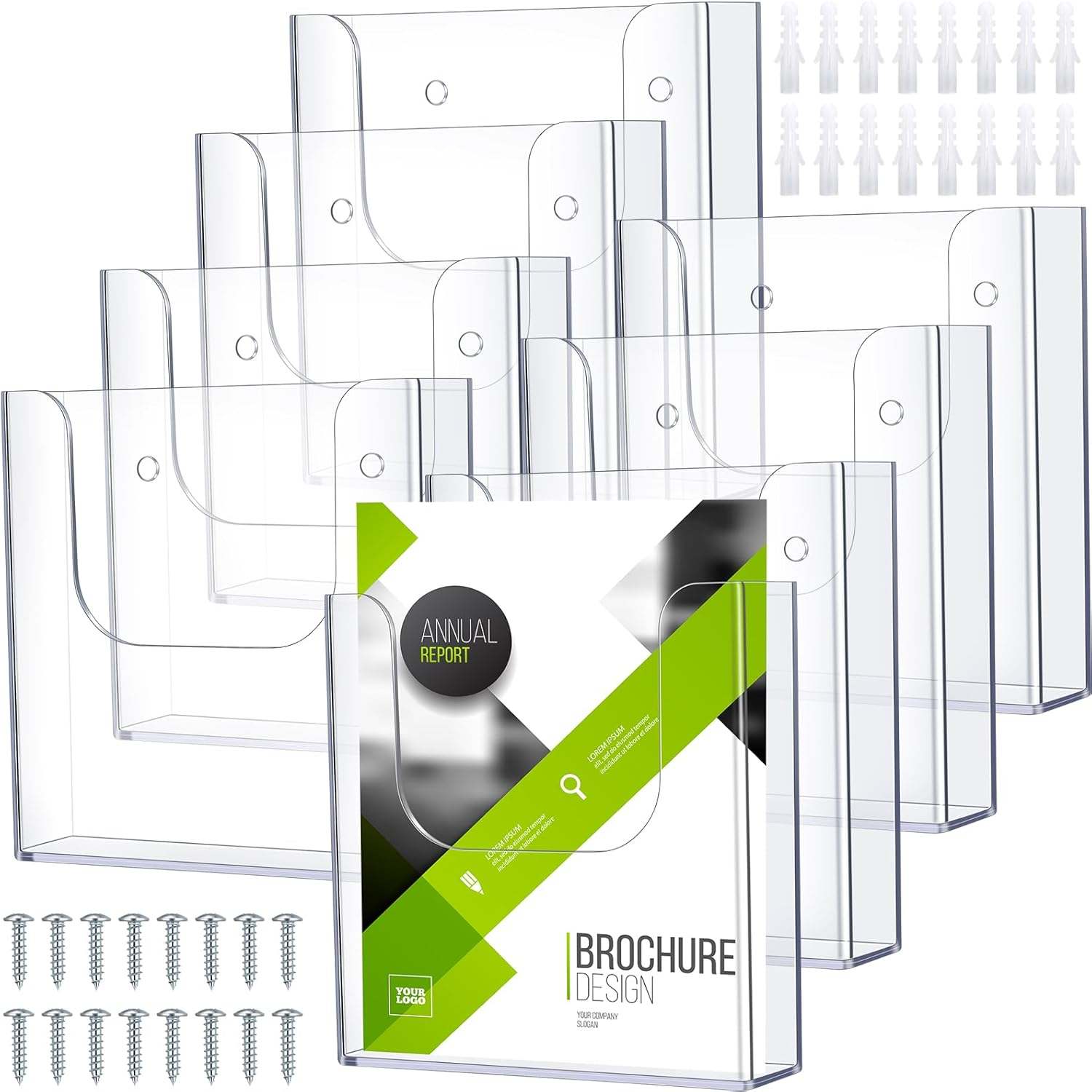 8 Pack Brochure Holder Wall Mount 6 X 9 Inch Clear Flyer Holder Magazine Pamphlet Display Stand Acrylic Wall Organizer Plastic Wall File Holder for Literature Mail Paper Document Rack Display