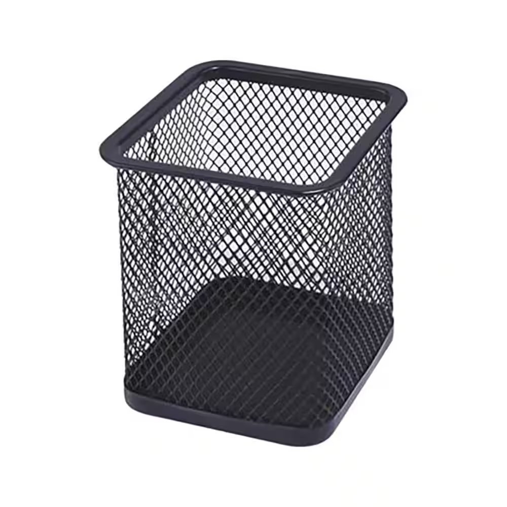 Wire Mesh Pen Holder Black Office Supply Desk Organizer Cup for Stationery Makeup Cutlery Storage Industrial