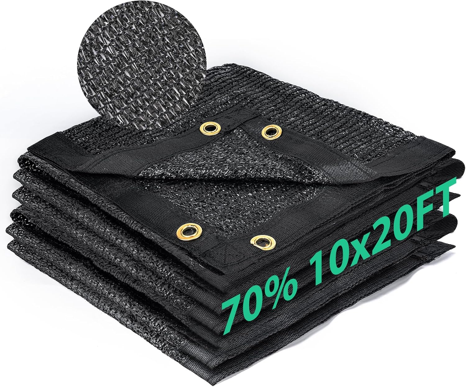 Kesfitt Garden 70% Shade Cloth, Resistant Sun Shade Net 10X20Ft Mesh Tarp with HDPE Material and Reinforced Grommets Shade Trap for Greenhouse, Plant, Pergola, and Backyard Patio Sunshade
