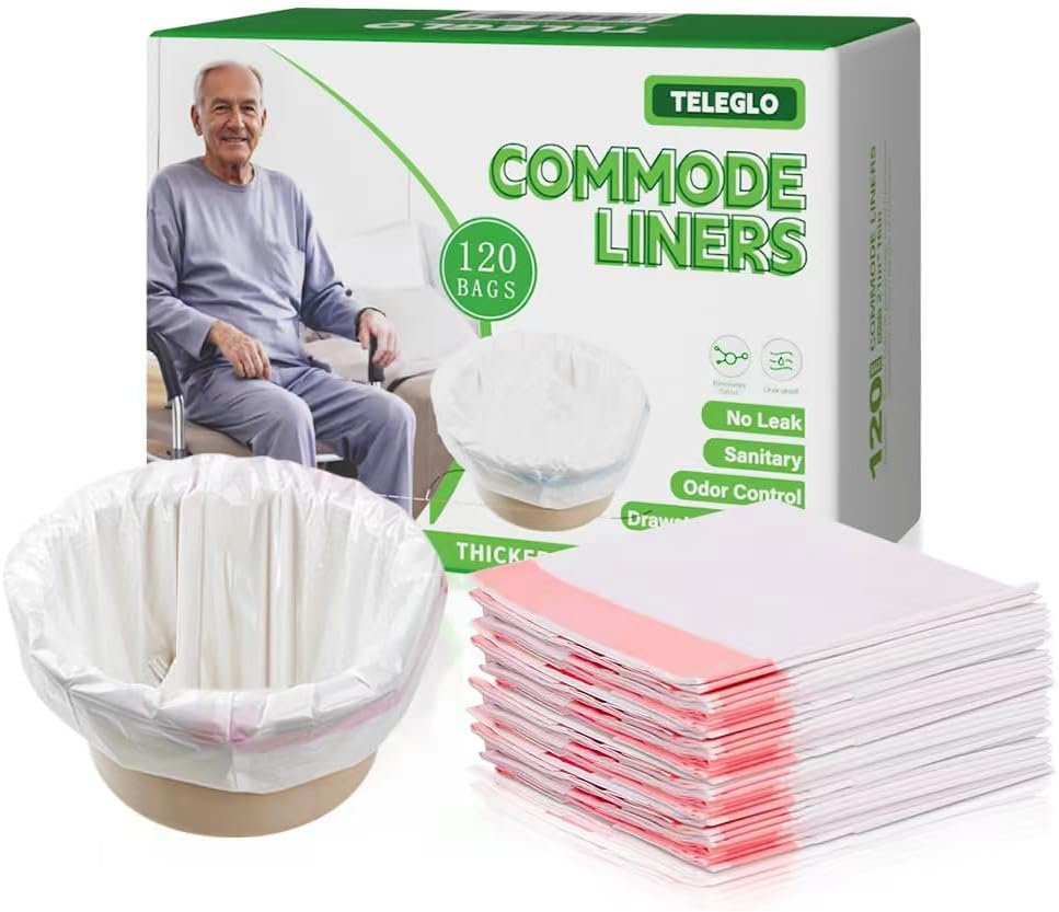 Commode Liners 120PCS Bedside Commode Liners Disposable-Portable Toilet Bags 
