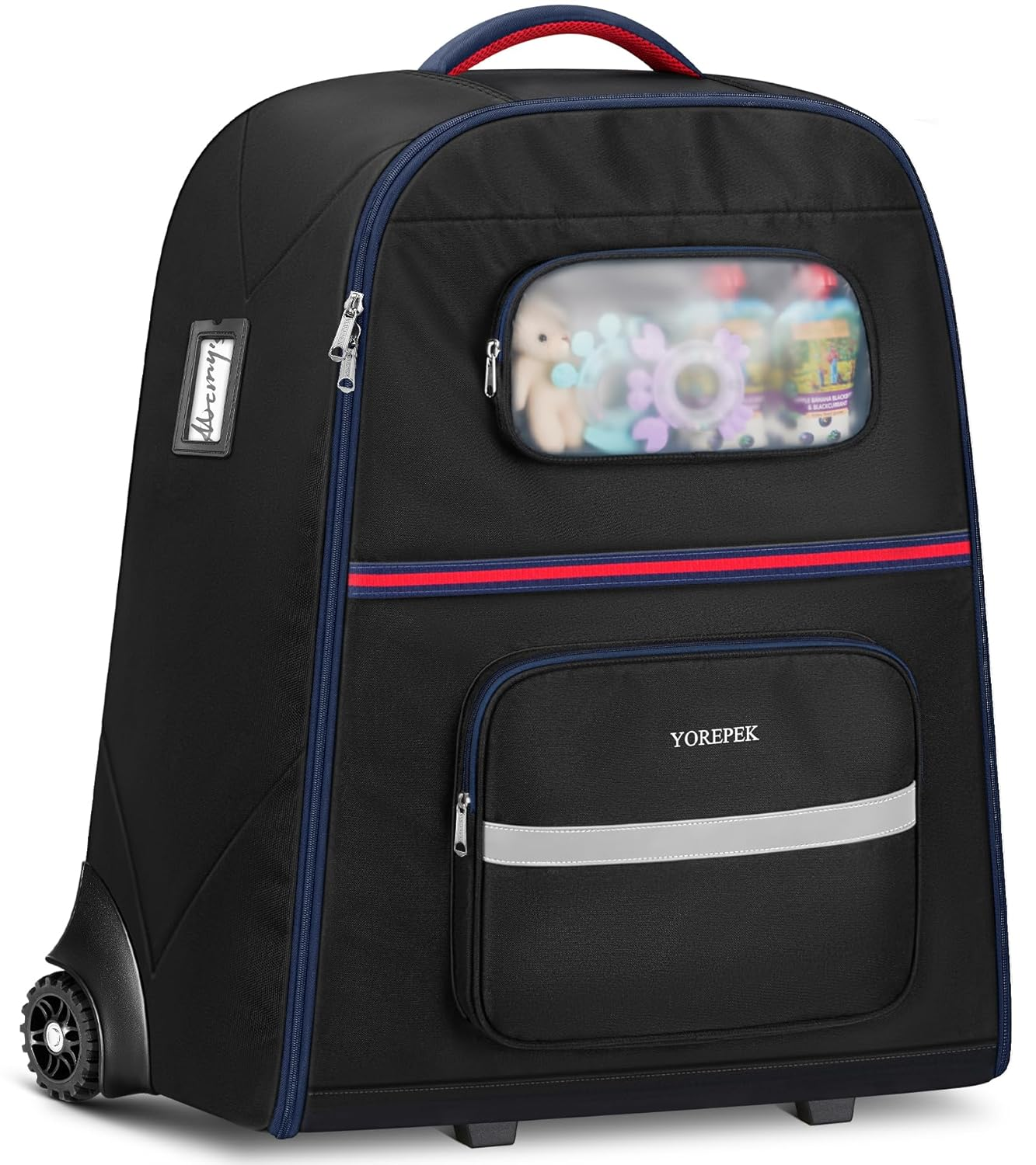 Padded Stroller Bag for Airplane, Fits for Nuna Mixx Next (No Wheel Removal Needed), Rolling Stroller Travel Bag with Upgraded All-Terrain Large Wheels, Mini Pocket for Airtag, Black