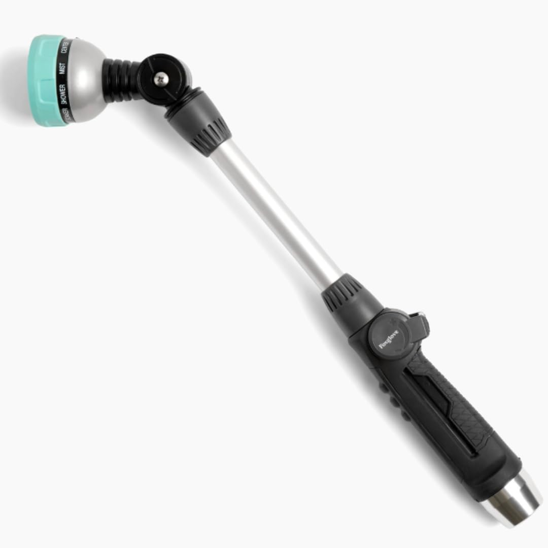 Foxglove 18” Garden Hose Watering Wand with 180° Swivel Ratcheting Head and 10 Adjustable Spray Patterns. Garden Hose Wand with Thumb Control for Flower Pots, Hanging Baskets