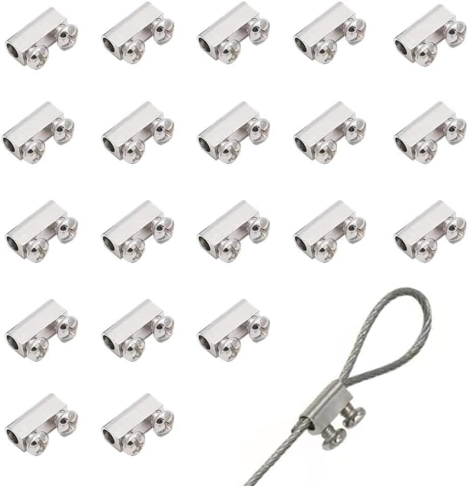 20Pcs Upgraded Wire Rope Cable Clamps Single/Hole Cable Clamps (3.0Mm Wire Holes)