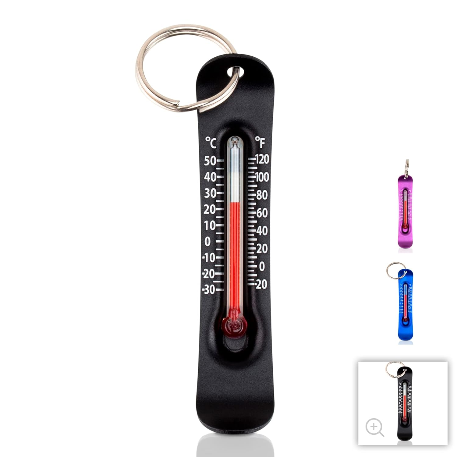 Brrr-ometer - Snowsport Zipper Pull Thermometer for Jacket, Parka, or Backpack | Mini Outdoor Skiing & Snowboarding Keychain Thermometer