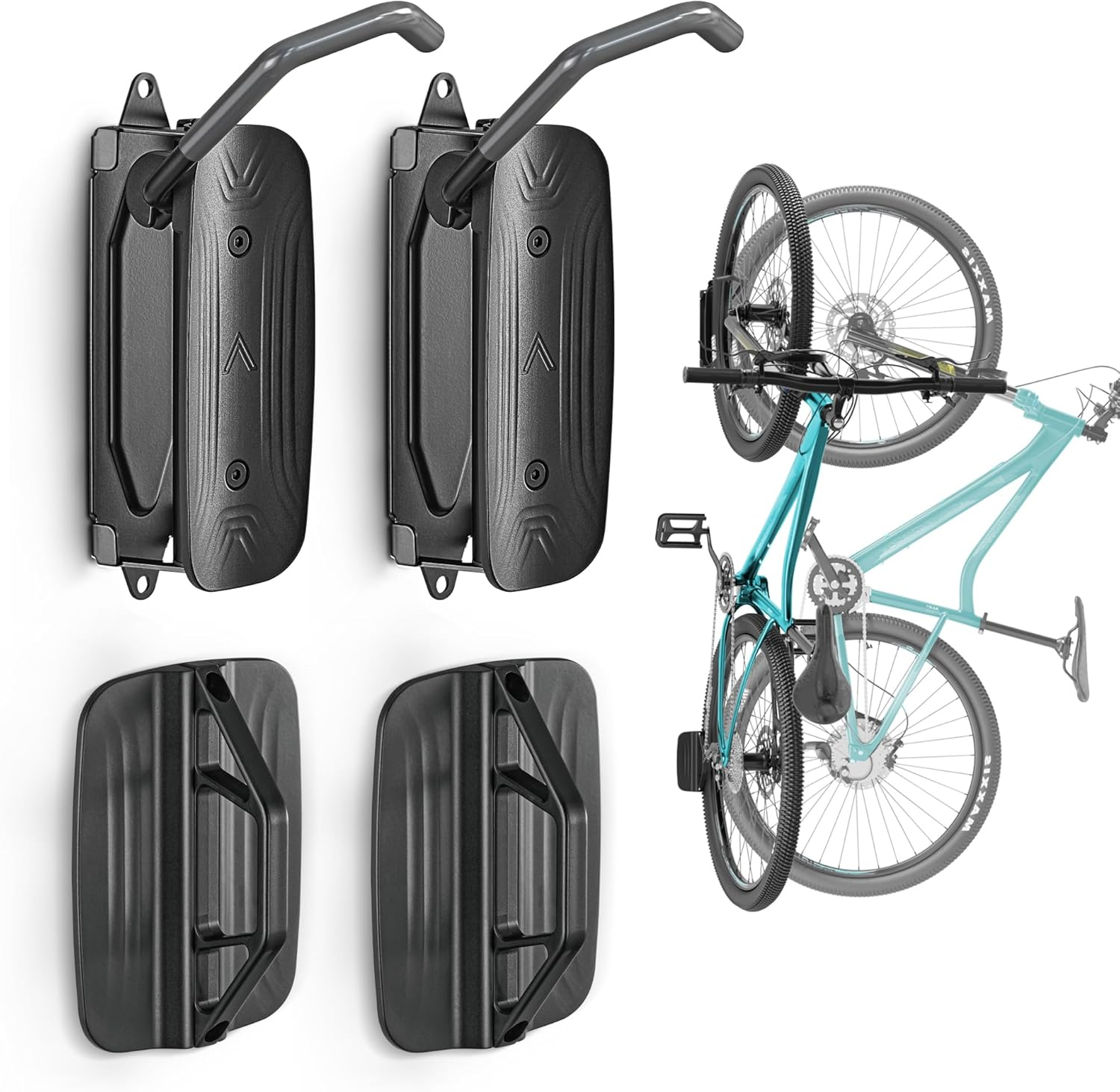 Swivel Bike Wall Mount – Space-Saving Vertical Bike Rack, Heavy-Duty Garage Bike Hanger, Sturdy Storage Hook Holds Up to 66lbs, Easy to Install, 2 Pack
