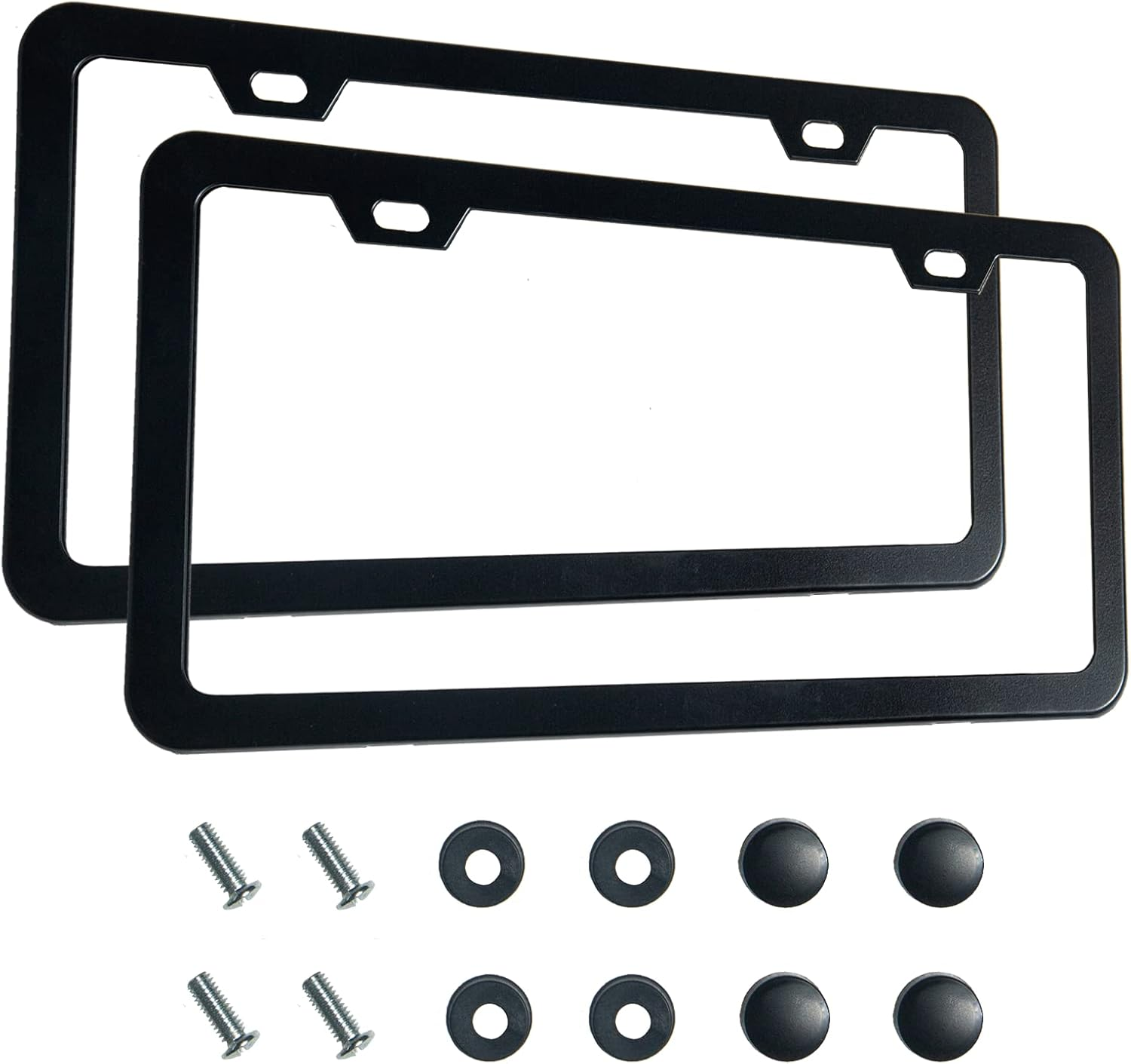 Black License Plate Frame Deselen S 2-Pack - Stainless Steel Thin Frame With Screw Caps 2 Pack Car Plate Holders - Foto 3