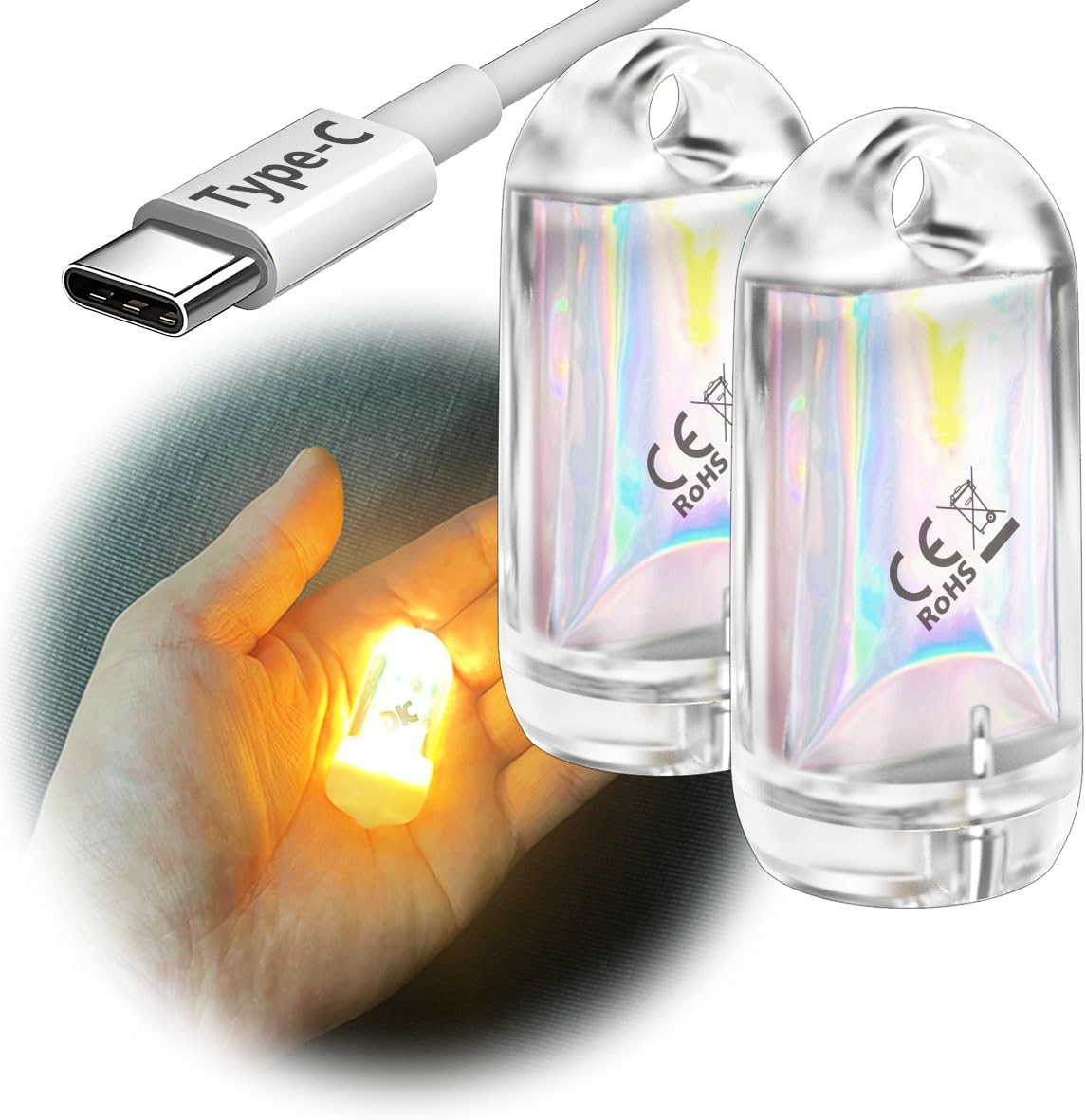 2PCS MINI LED Lantern Torch, Rechargeable Waterproof EDC Keychain Small LED Flashlight for Camping, Portable Magnetic Small Stick Lamp Torch Light(2Pcs Warm White)