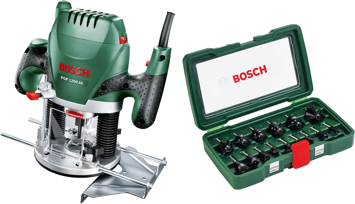 Bosch Home & Garden 1200W Electric Plunge Router with 8mm Bit, Parallel Guide... - Picture 2 of 11
