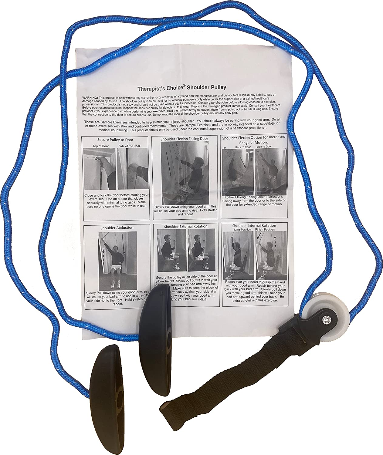 Therapist’S Choice® Shoulder Pulley, over the Door, with Patient Guide. Aids Recovery and Rehabilitation of Shoulder, Rotator Cuff, Shoulder Pain, Frozen Shoulder, Pain Free Range of Motion (Blue)