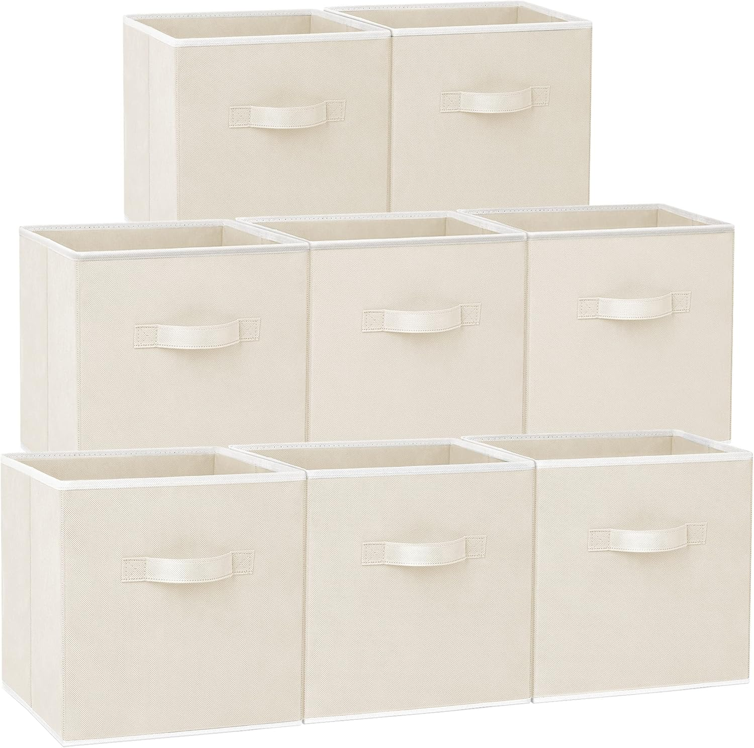 Storage Cubes - 11 Inch Heavy Duty Fabric Storage Bins for Shelves Closet Cube Organizer - 8 Pack Collapsible Cube Storage Bins Baskets for Clothes Blankets Toys - Nursery Organization (Beige)