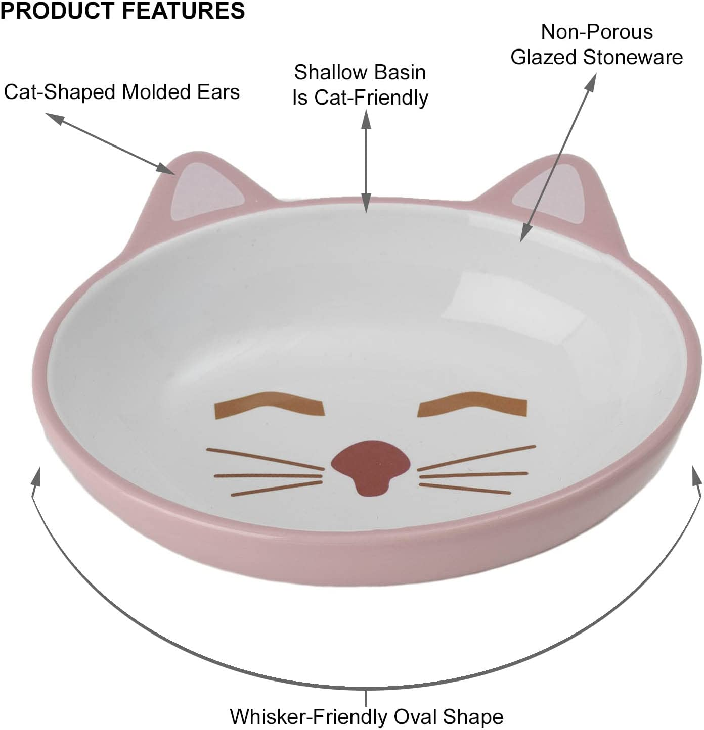 Petrageous Ceramic Oval Cat Bowl, Pink - Picture 5 of 14