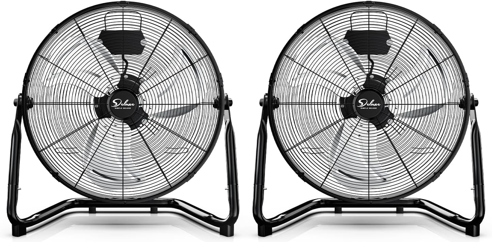 12 Inch 3-Speed High Velocity Heavy Duty Metal Industrial Floor Fans Black 2 Pk