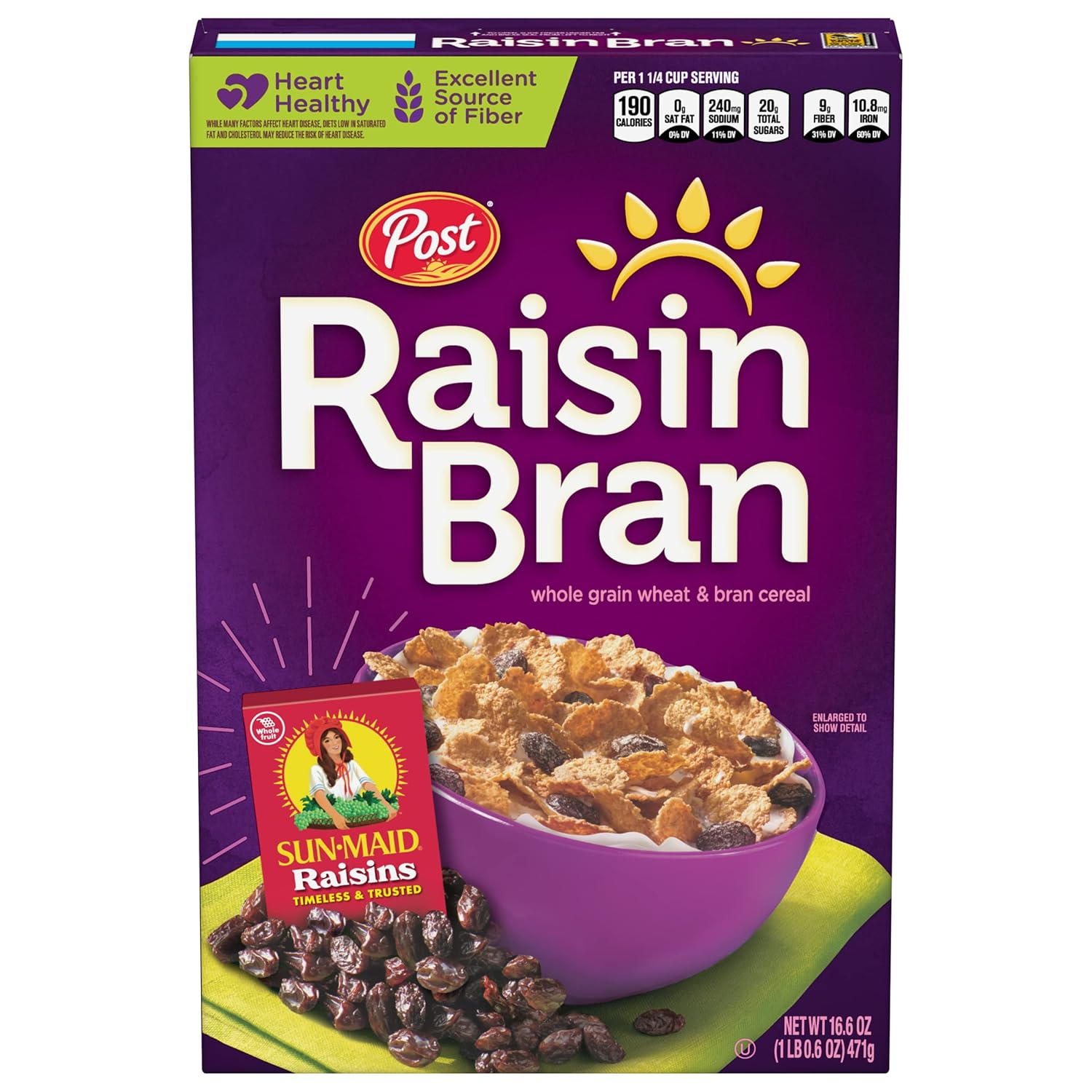 Post Raisin Bran®, Whole Grain Wheat & Bran Breakfast Cereal, Kosher, 16.6 Ounce