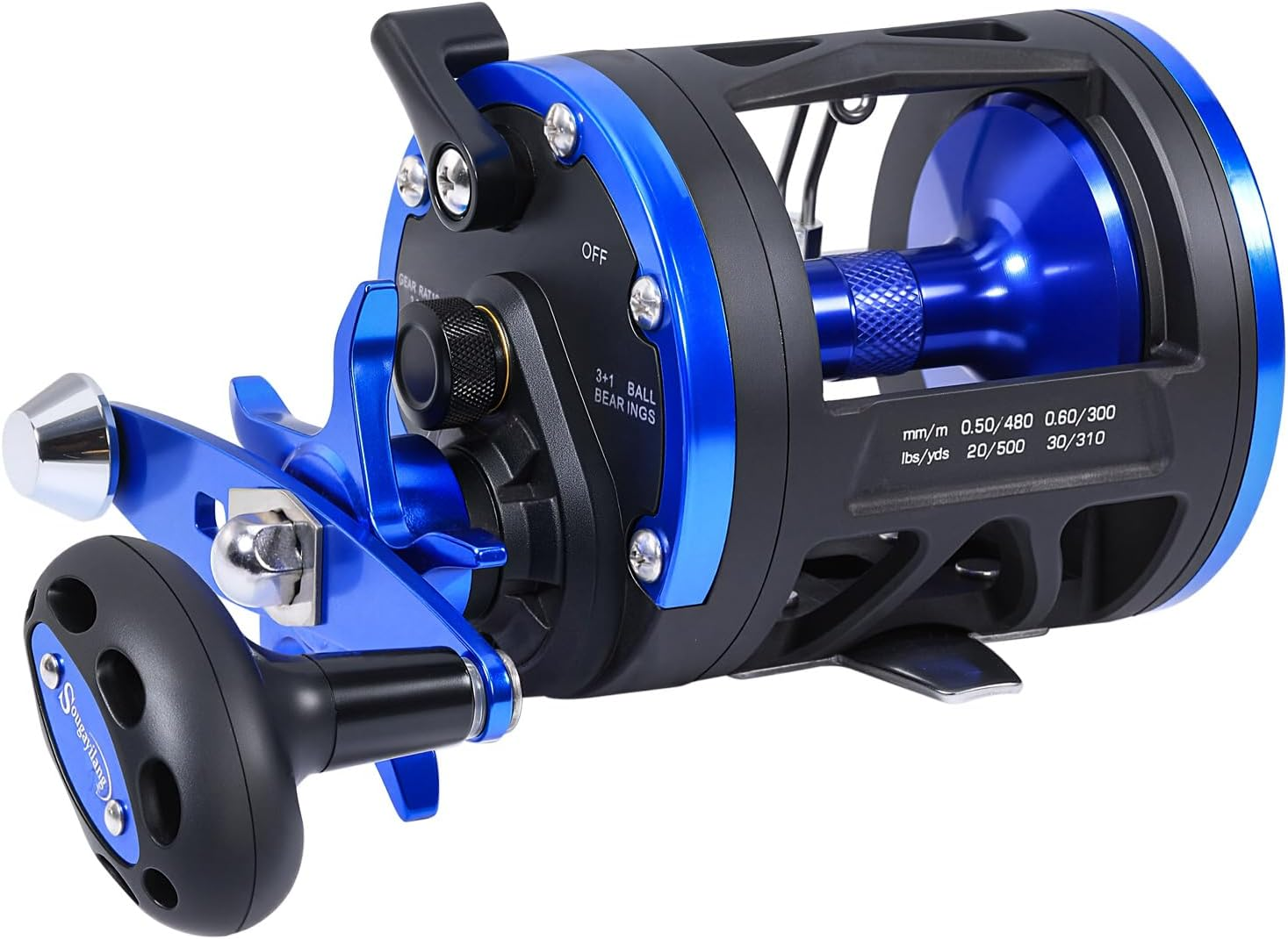 Trolling Reel & Conventional Fishing Reel - Saltwater Level Wind Reel with Smooth Drag, Heavy Duty Boat & Ocean Fishing Reel for Sea Bass, Grouper, Salmon