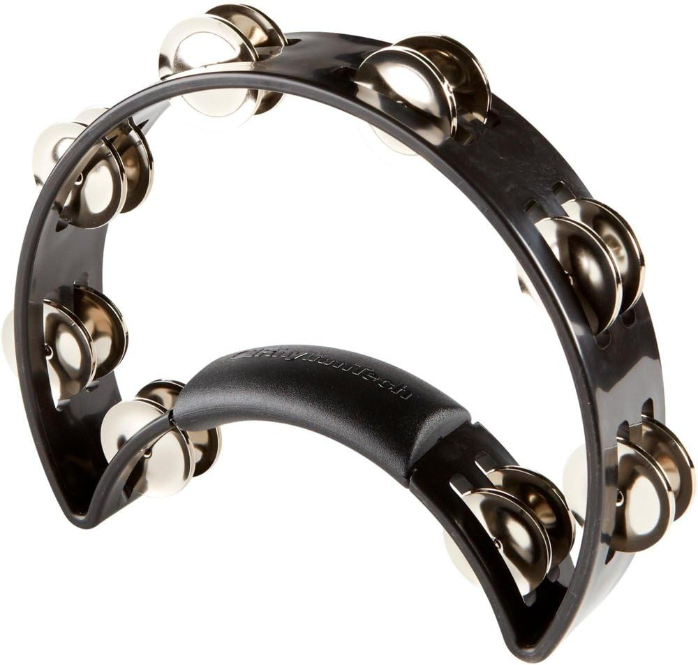 Rhythmtech RT1010 Tambourine, Nickel Jingles, Black