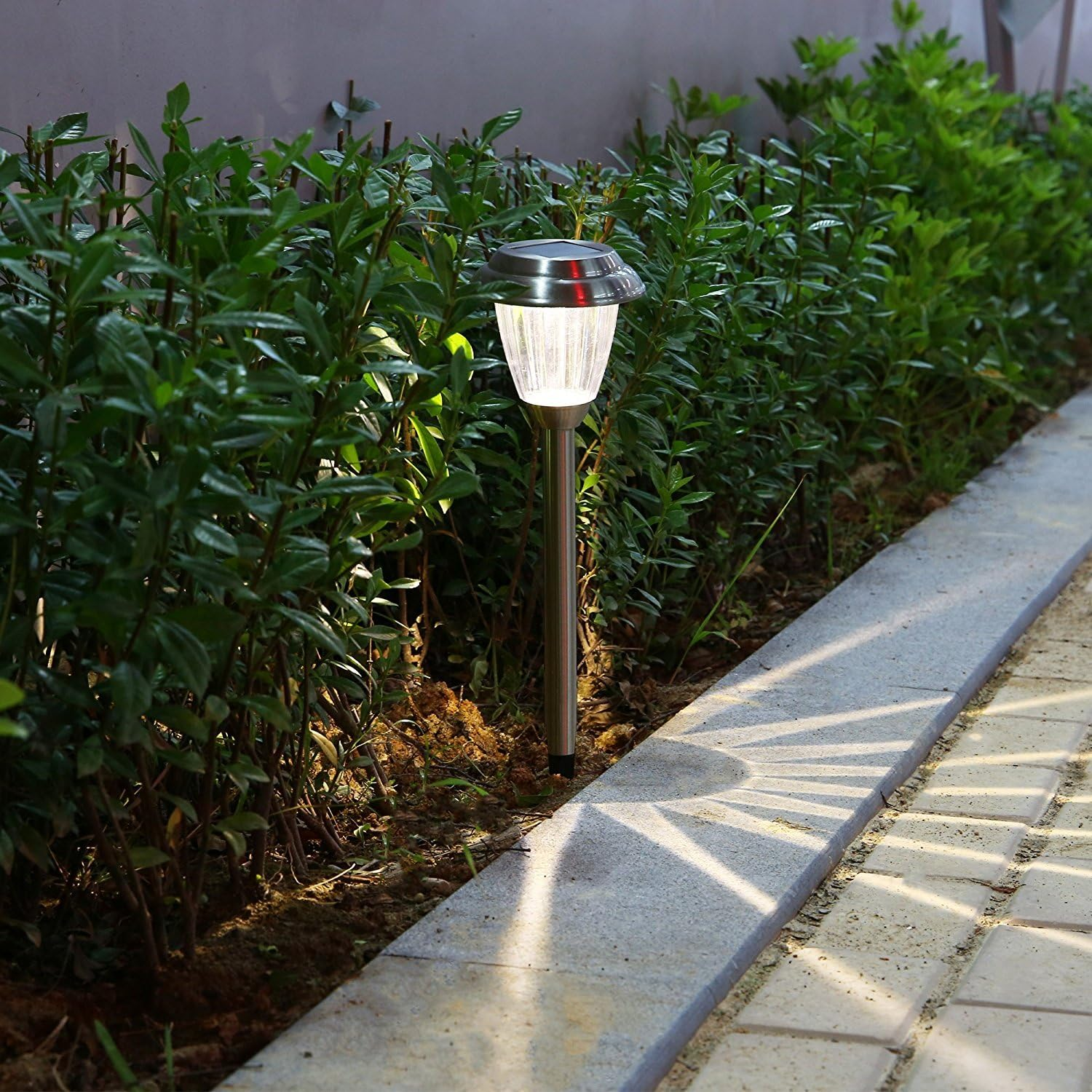 Solar LED Outdoor Lights 8-Pack Stainless Steel Pathway Landscape Lights for Outdoor Path Patio Yard Deck Driveway and Garden, (Silver)