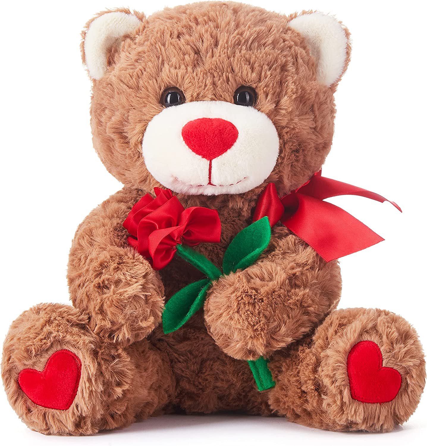 Bear Stuffed Animal Love Plush Toy with Bow for Valentine,Cute 10.6
