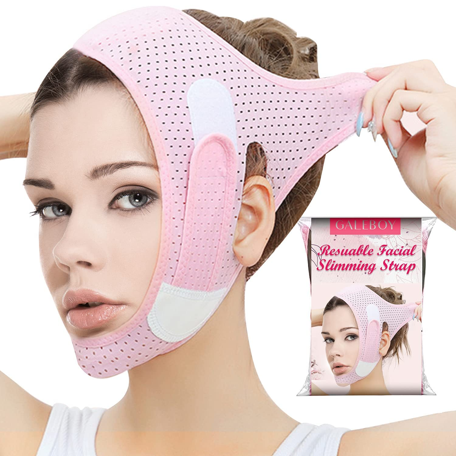 Galeboy Double Chin Reducer, Face Slimming Strap, V Line Lifting Mask Chin Strap for Women and Men, Anti-Wrinkle Face Mask for Double Chin and Shaggy Face Skin