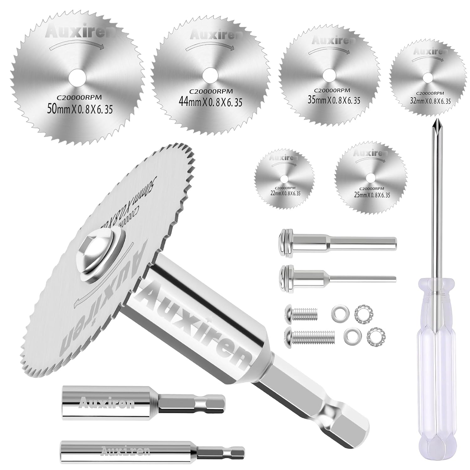 11 PCS Rotary Drill Saw Blades: 6 PCS Mini Circular Saw Blades with 2 PCS 1/4