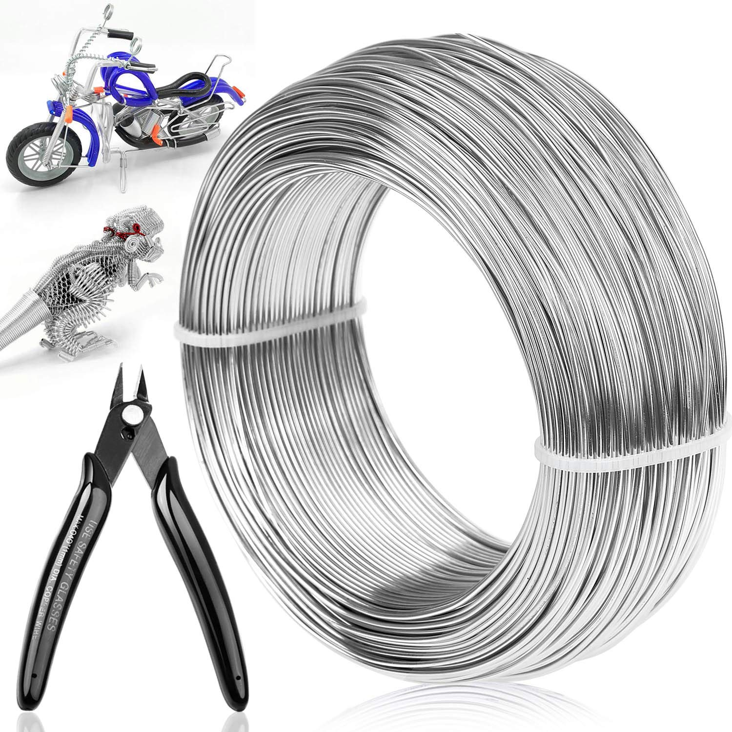 18 Gauge Aluminum Craft Wire Jewelry Making, 328 FT Metal Wire Armature Bendable Wire for Bonsai Trees, Sculpting, DIY Crafts Beading Floral (Silver, 1 Mm Thickness)