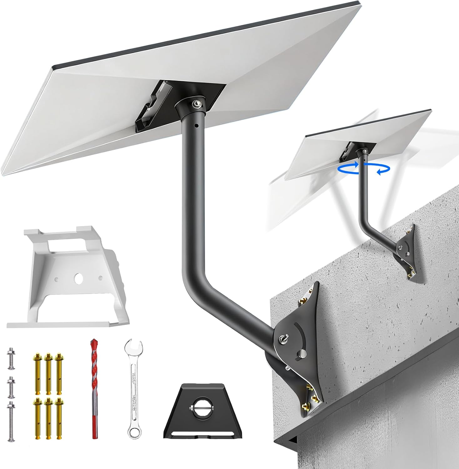 Compatible with Starlink Gen 3 Mounting Kit and Router Mount, 18 Inch Wall/ Roof Pipe Mount for V3 Satellite Dish, Router Mount for V3 Mesh Router, Includes Aluminum Alloy Adapter, Wrench & Drill Bit