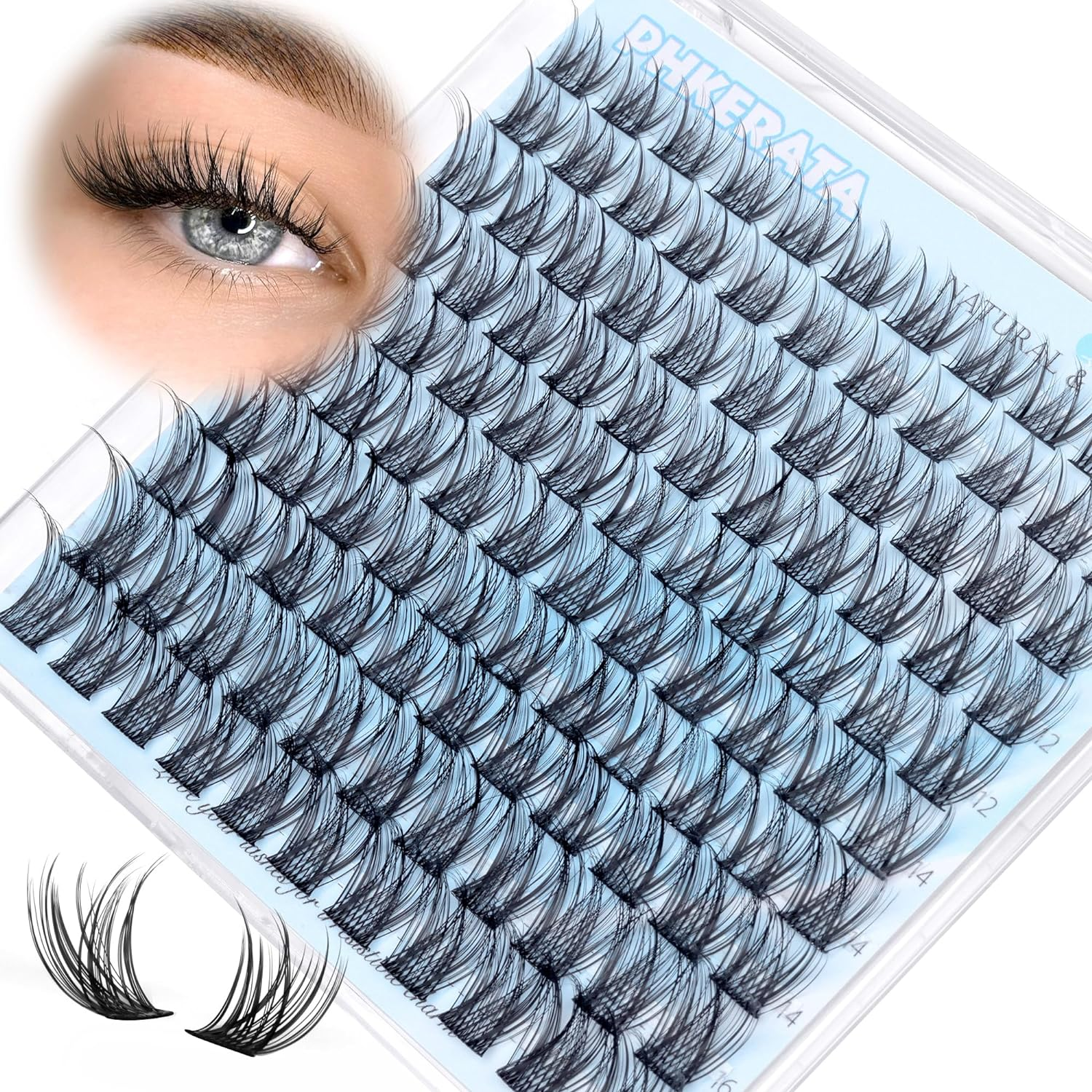 Natural Lash Clusters Wispy Eyelash Clusters 110 Pcs Cluster Eyelash Extensions C Curvature Individual Lashes 10-16 Mm Mix Length Natural Look Lashes Clusters with Thin Lash Band