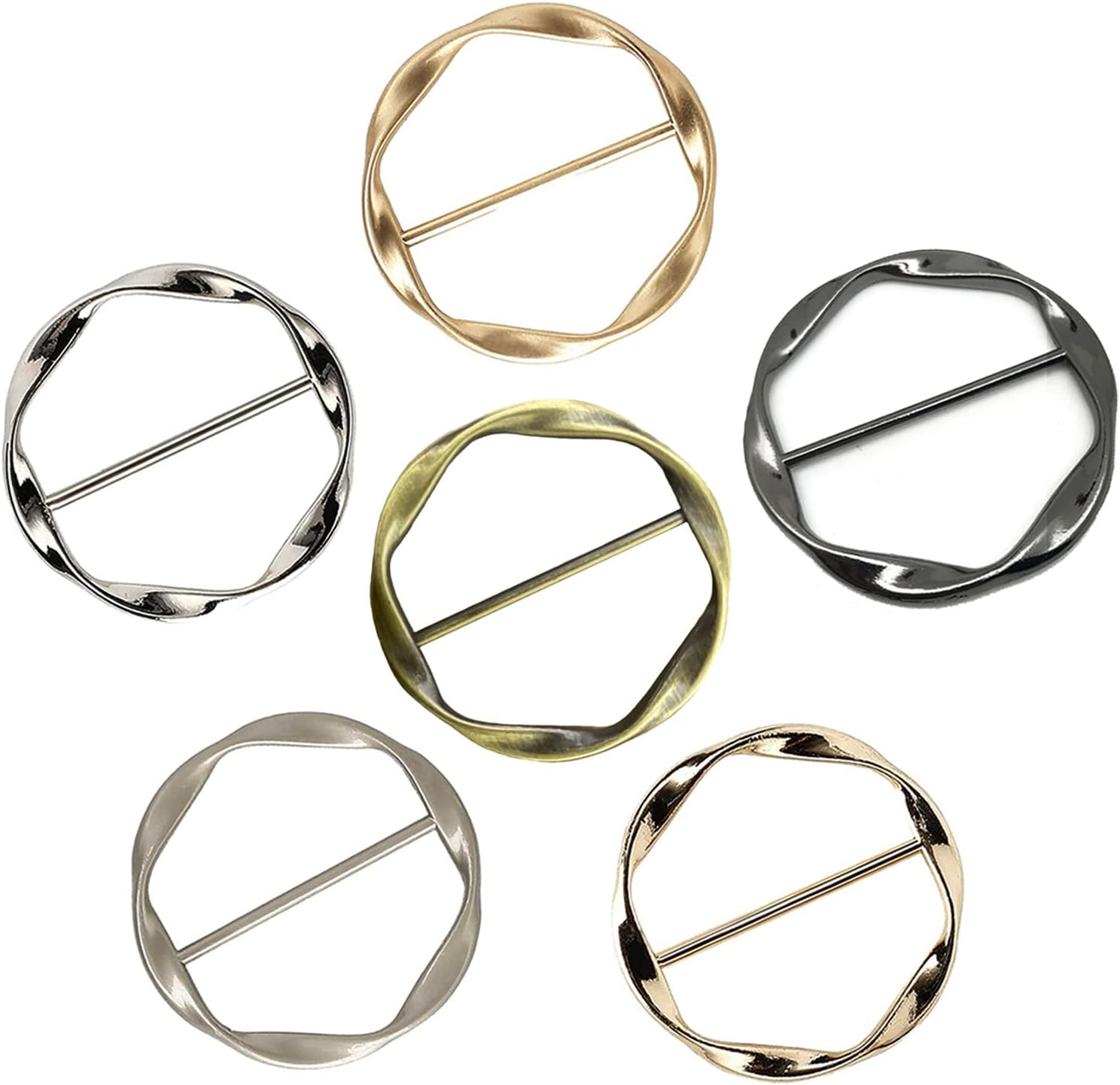 6 PCS Scarf Ring Clips Waist Buckle Clip T-Shirt Tie Pin Clip for Women Fashion 