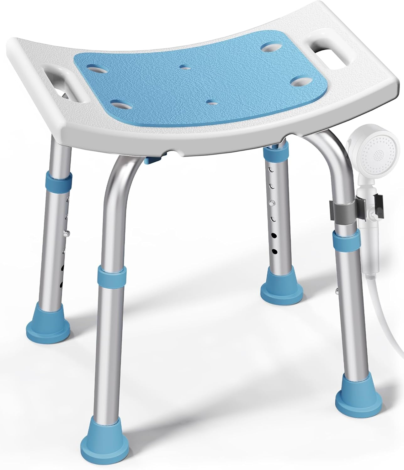 Silla de Ducha para Banera con Patas de Succion para Adultos Mayores Azul Claro