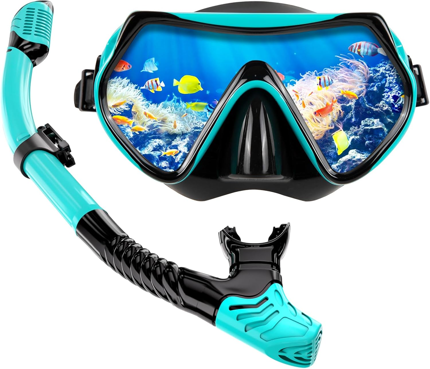 Maschera Snorkeling, Maschera Subacquea Adulti Con Maschera E Boccaglio Snorkeling, Maschera per Immersioni Anti-Nebbia & Anti-Perdite Panoramica 180°, Set per Snorkeling Adulti per Donne E Uomo