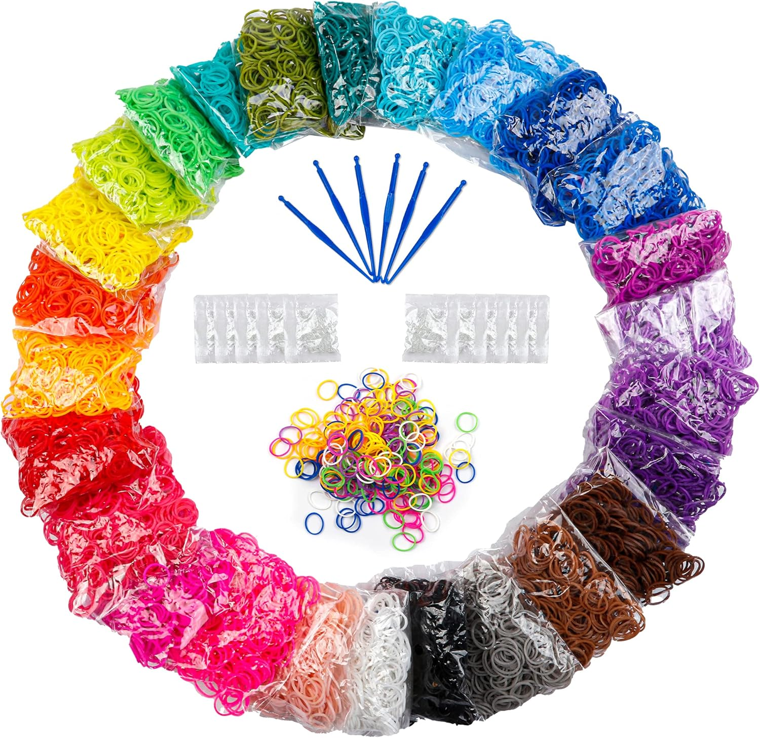 12730+ Loom Rubber Bands Refill Kit in 26 Color with 500 Clips,6 Hooks, Premium Bracelet Making Kit for Weaving DIY Crafting Gift