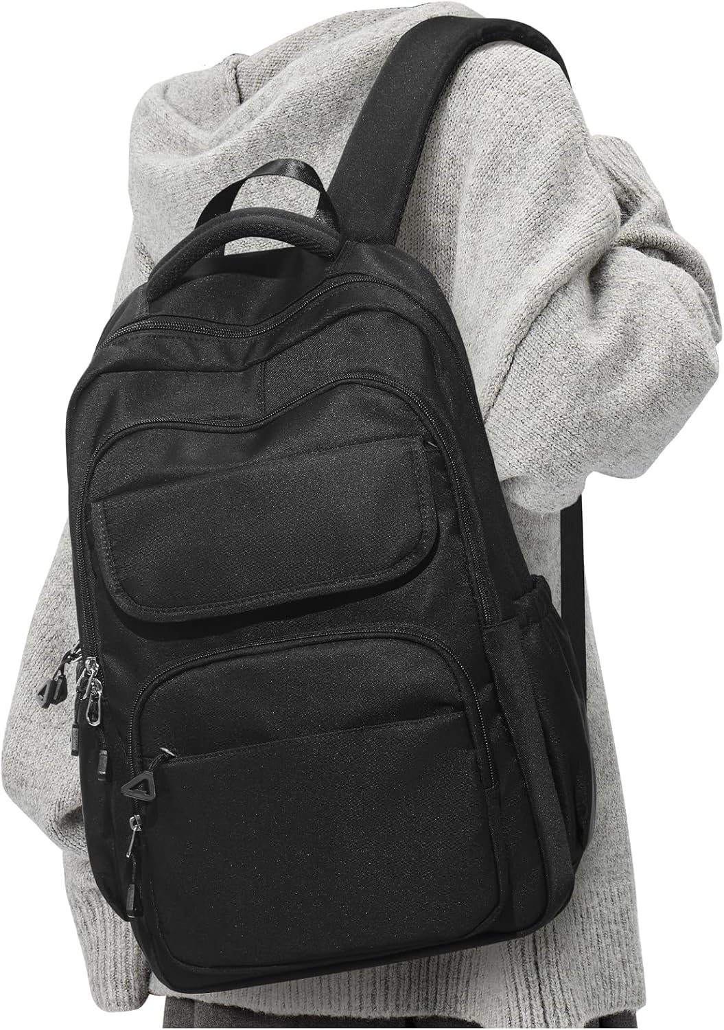 Black School Backpack for Women Men Cute Backpack for College Students Lightweight High School bag for Teens Girls Boys Waterproof Casual Daypacks Bookbag
