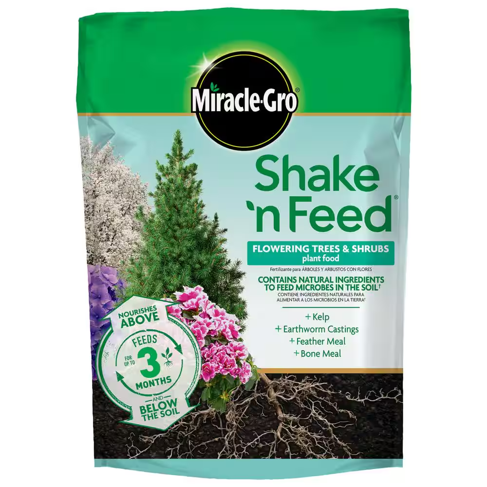 Shake N Feed Flowering Trees and Shrubs Plant Food 8 Lbs. for In-Ground and Container Plants, Dry Fertilizer