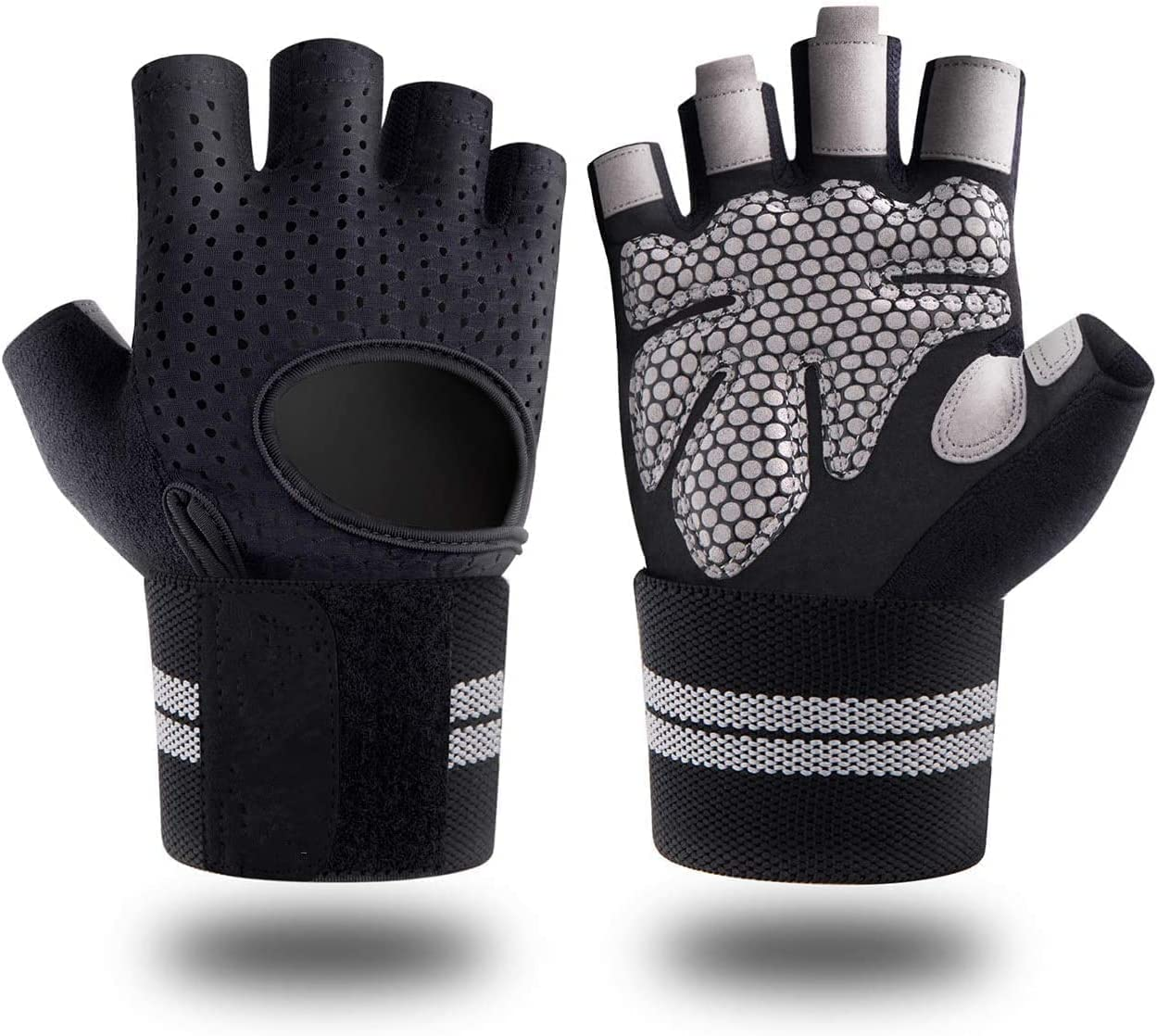 Weight Lifting Gym Workout Gloves Half Finger with Wrist Wrap Support for Men & Women