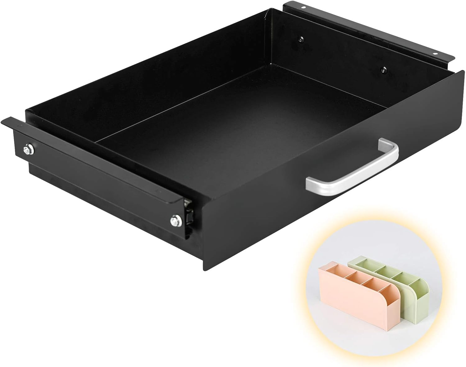 under Desk Pull-Out Drawer - Storage Organizer Office Mounted, Easy Slide-Out Pencil Drawer for Saving Space, under Flat-Top Desk Storage Ideal for Sit-Stand Workstation