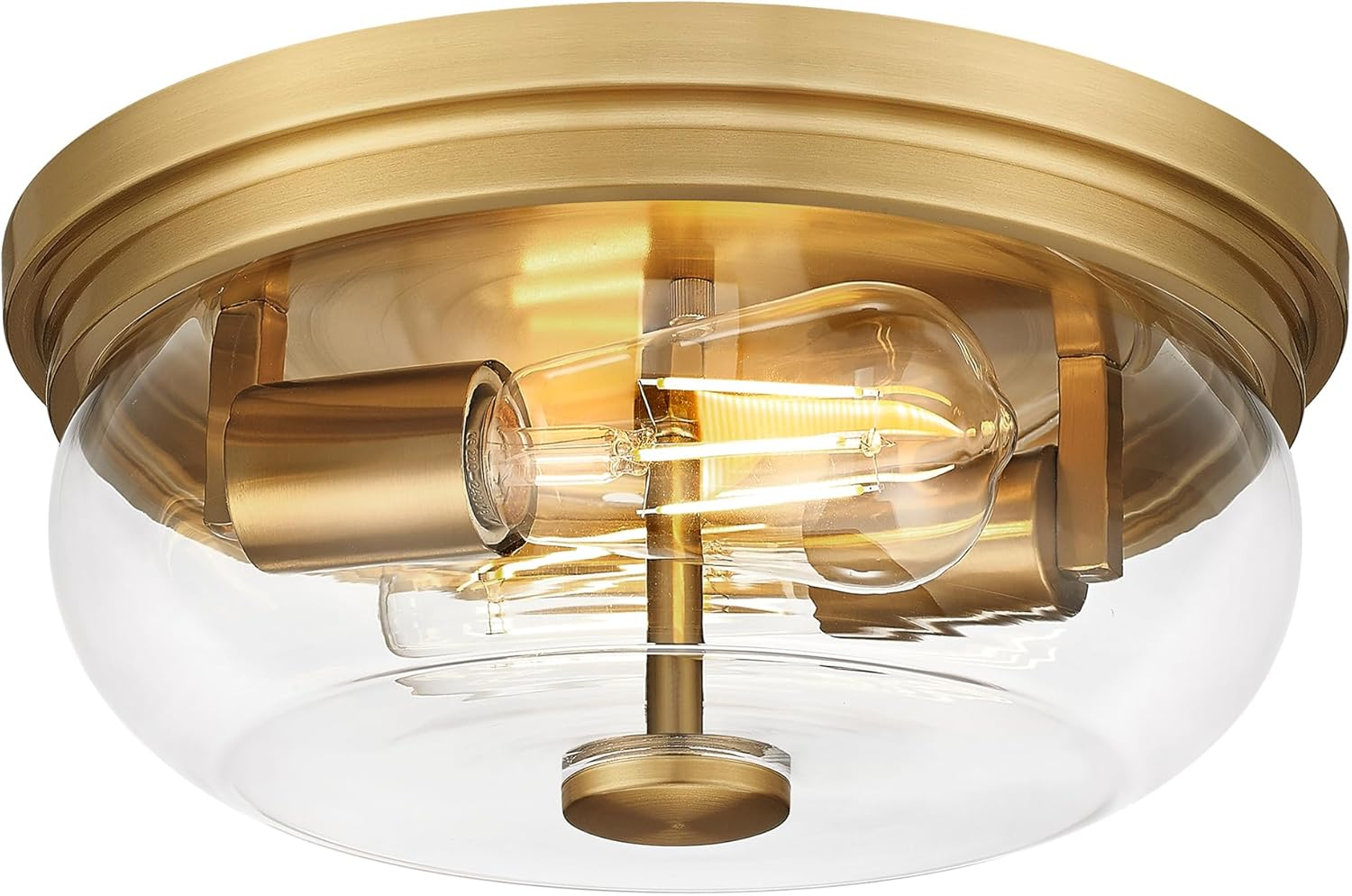 HWH 2-Light Flush Mount Ceiling Light Fixture with Clear Glass, 12 Inch