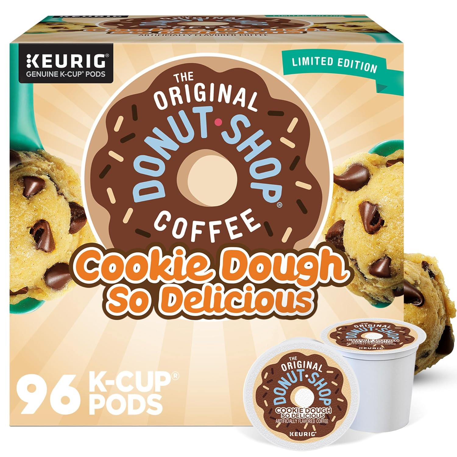 Cookie Dough so Delicious, Keurig Single Serve K-Cup Pods, Flavored Coffee, 96 Count