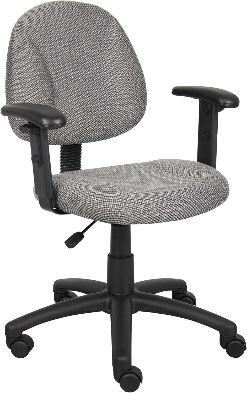 Office Products Perfect Posture Delux Fabric Task Chair with Adjustable Arms in Grey