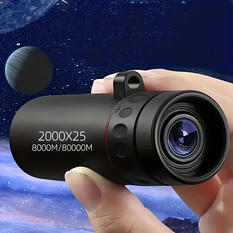 Portable monocular telescope with support, mini cell phone telescope, exterior, campsite, hunting, bird observation, HD, 2000x25
