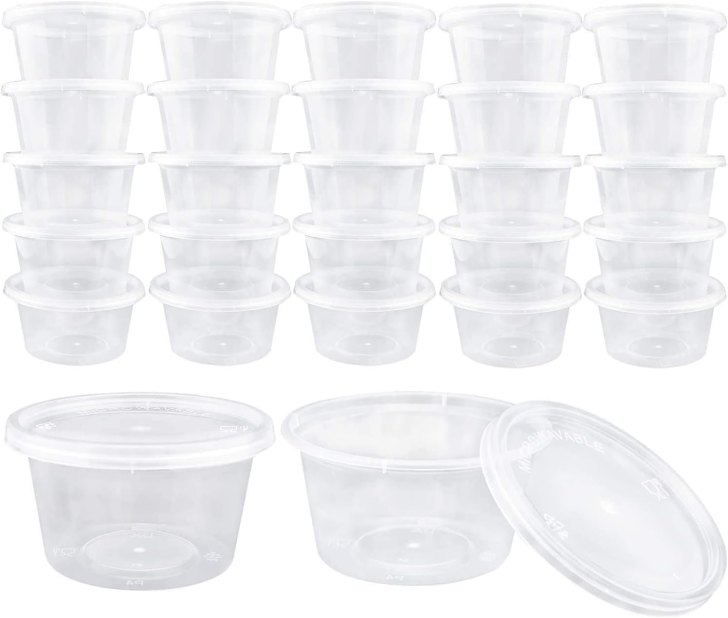 Augshy 40 Pack Small Slime Containers with Lids, Jello Shot Cups Condiment Containers Plastic Portion Cups with Lids for Salad Dressing Food Storage Containers(4 Oz)