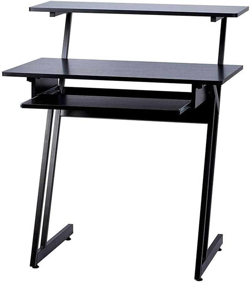 Recording Desk with Raised Platform and Keyboard Tray, Workstation, Stable & Lightweight, for Home Studio Stage Right Series, Black