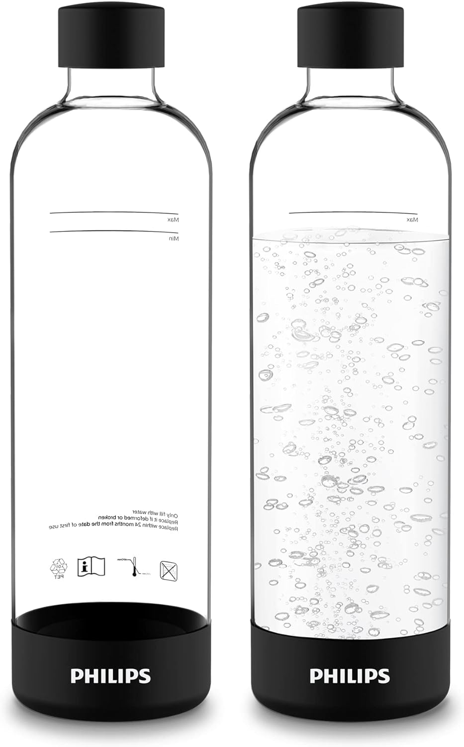 PHILIPS Carbonating Bottles, 1L Twin Pack Reusable PET Sparkling Water Bottle... - Picture 8 of 17
